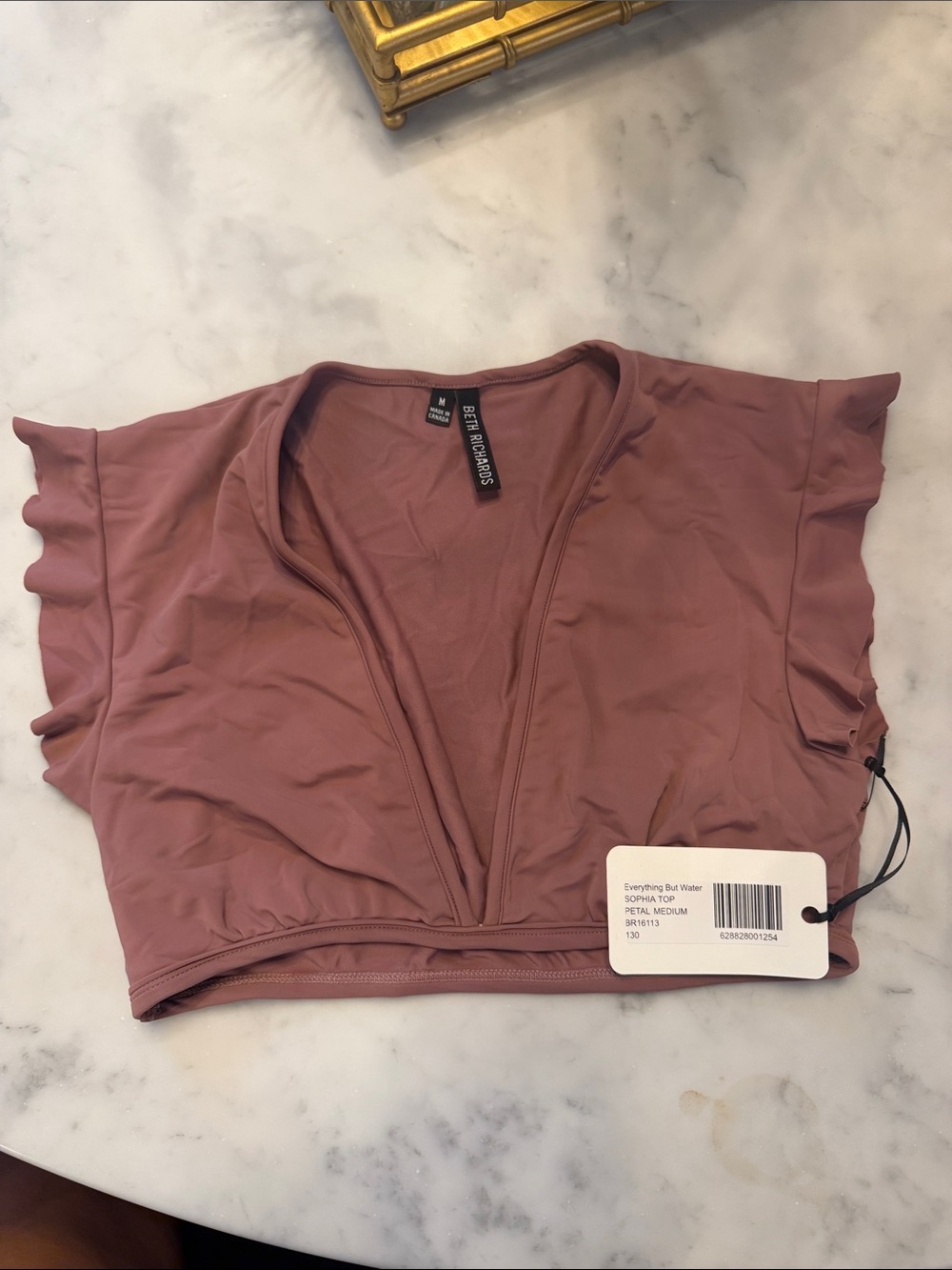 BELLA+CANVAS Rose Mauve V-Neck Swim Crop Top